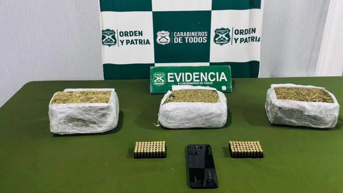 Golpe al narcotráfico en Cabrero: Detenido con más de 3 kilos de droga y municiones en control carretero