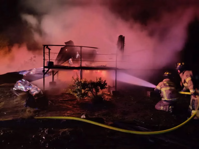 Una persona lesionada y una cabaña destruida deja incendio en sector rural de Antuco