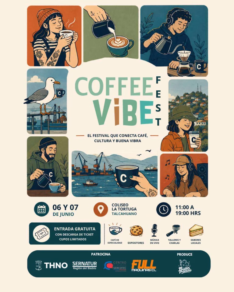 Talcahuano se llena de aroma a café: Coffee Vibe Fest llega al Coliseo de la Tortuga con entrada liberada