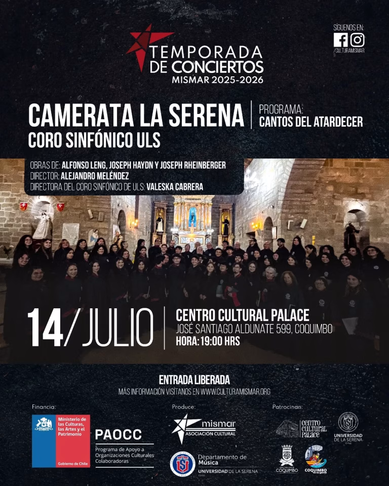 Región de Coquimbo será escenario de dos conciertos gratuitos de la Camerata La Serena y el Coro Sinfónico ULS
