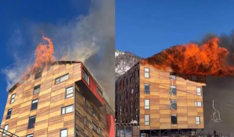 Voraz incendio consume Hotel Alto Nevados en Termas de Chillán, declarándose pérdida total del recinto