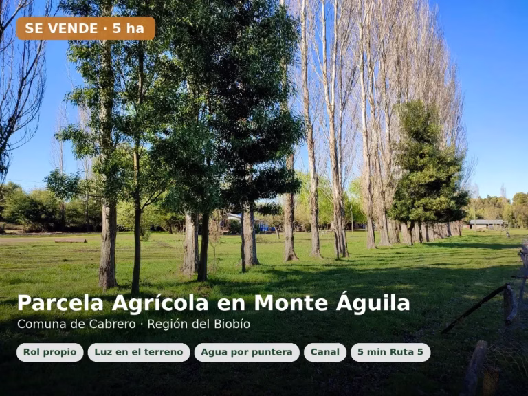 Parcela Agrícola 5 ha en Monte Águila-Cabrero conectividad